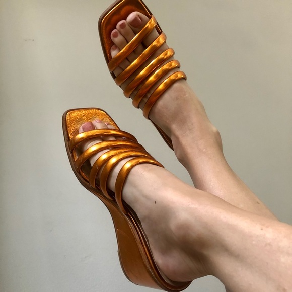 PALOMA WOOL size 36 orange wedge sandals - Picture 2 of 13